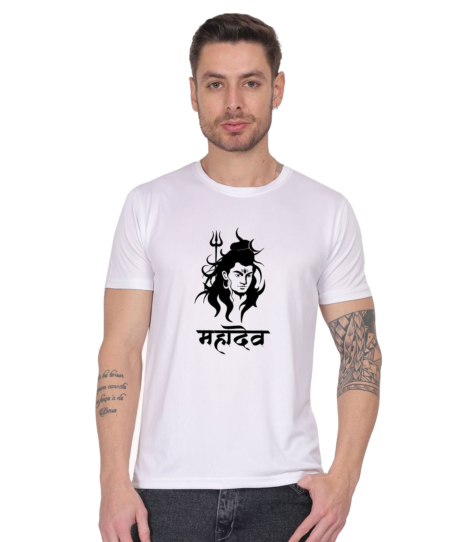 Mahadev Graphic Print Cotton T-Shirt, Round Neck, Short Sleeve