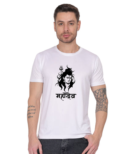 Mahadev Graphic Print Cotton T-Shirt, Round Neck, Short Sleeve
