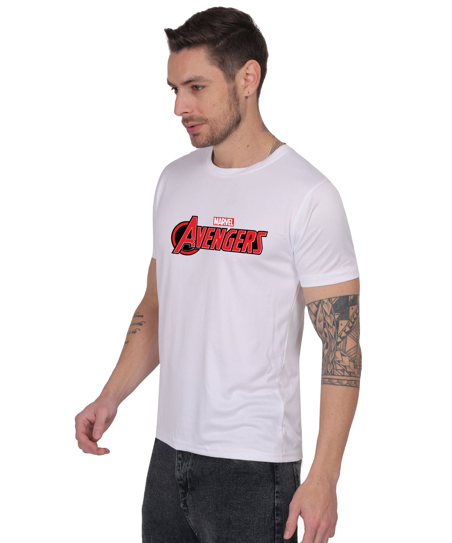 Avengers Graphic Print Cotton T-Shirt, Black, Round Neck, Short Sleeve, Casual Wear