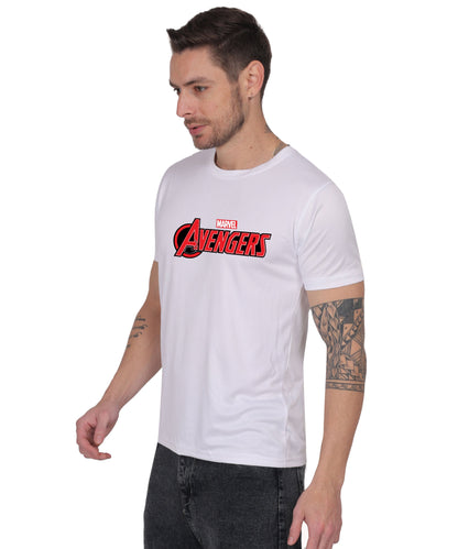 Avengers Graphic Print Cotton T-Shirt, Black, Round Neck, Short Sleeve, Casual Wear