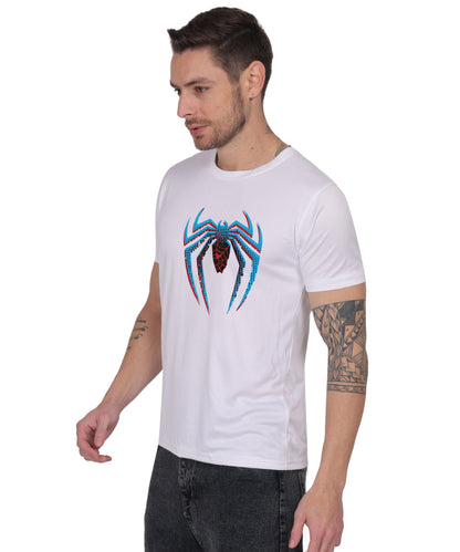 Generic Spider Graphic T-Shirt, Black Cotton, Short Sleeve, Regular Fit, Crew Neck