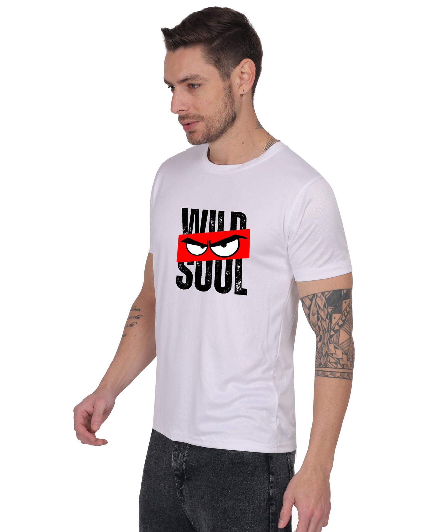 Graphic Print T-Shirt, Cotton, Angry Eyes Design