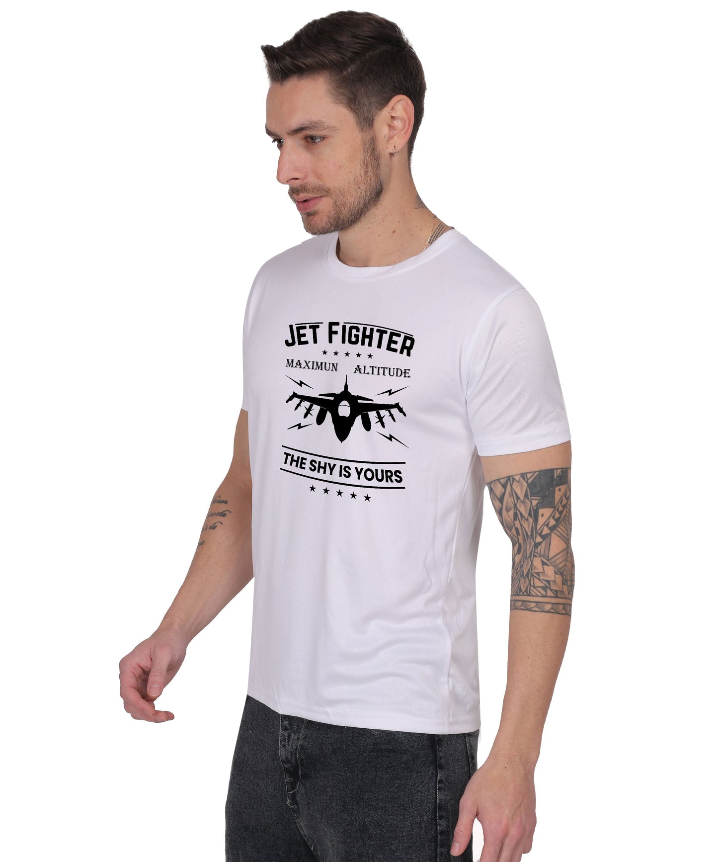 Jet Fighter Graphic T-Shirt, Maximum Altitude Design, Short Sleeve, Casual Wear