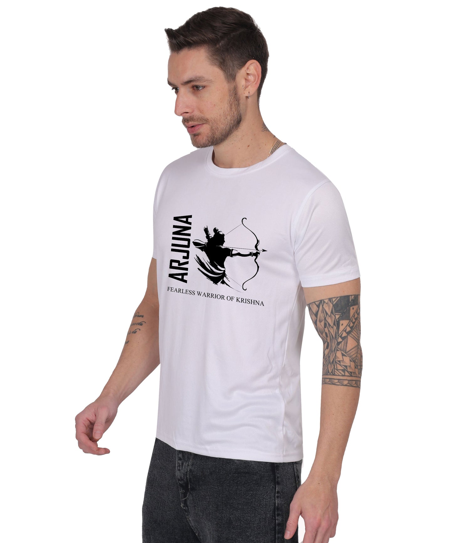 Arjuna Warrior of Krishna Graphic T-Shirt, Cotton, Short Sleeve, Round Neck