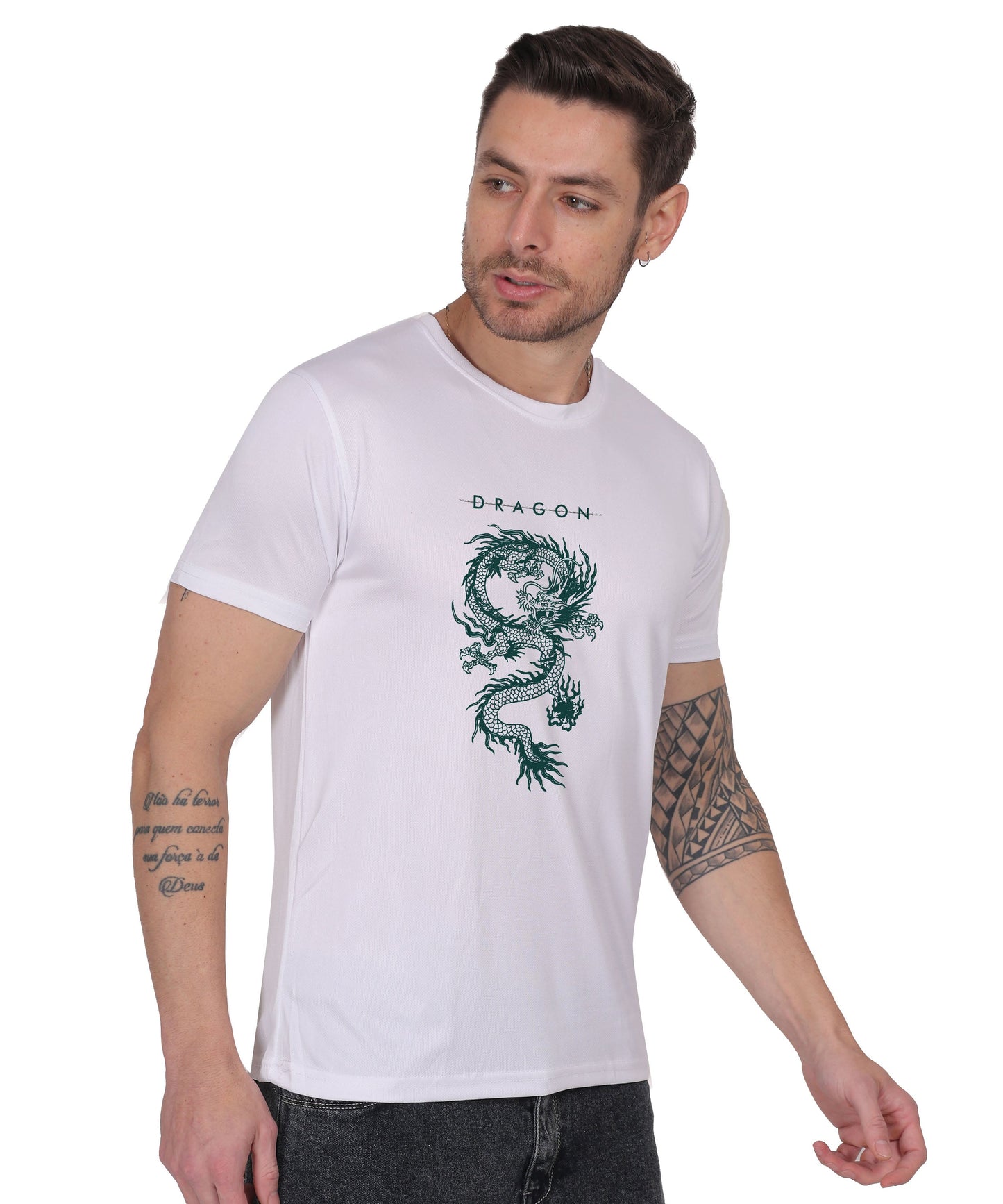 Dragon Graphic Print Cotton T-Shirt, Short Sleeve, Crew Neck, Casual Wear
