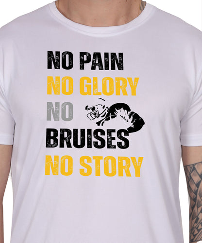 No Pain No Glory Soccer T-Shirt, Red, Short Sleeve Graphic Design, Athletic Casual Wear