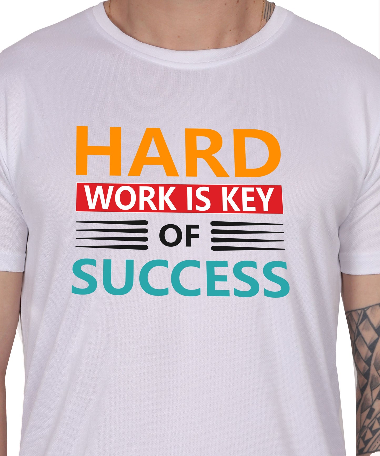 Hard Work is Key of Success Motivational Graphic T-Shirt, Black Cotton Blend, Short Sleeve, Regular Fit