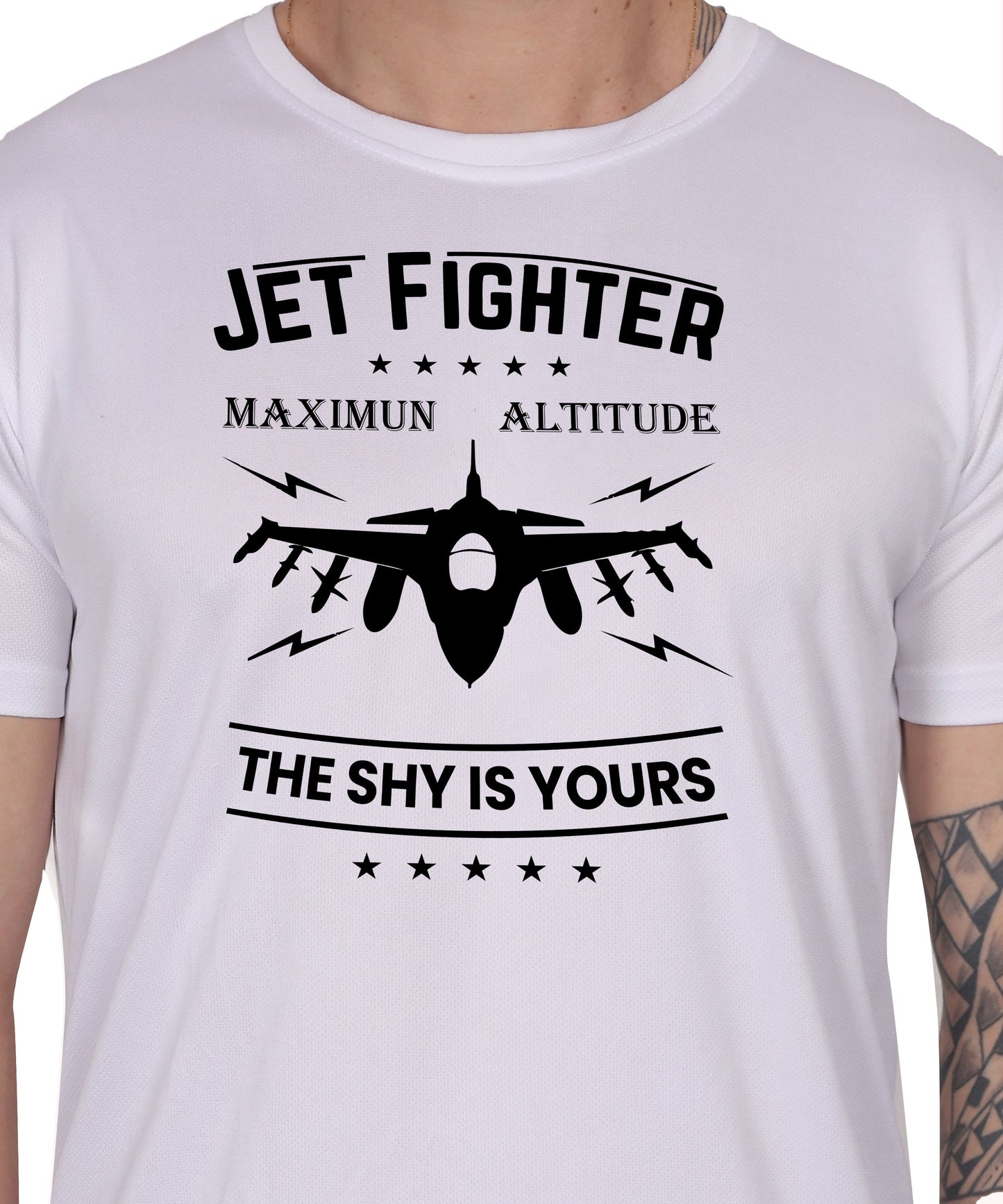 Jet Fighter Graphic T-Shirt, Maximum Altitude Design, Short Sleeve, Casual Wear