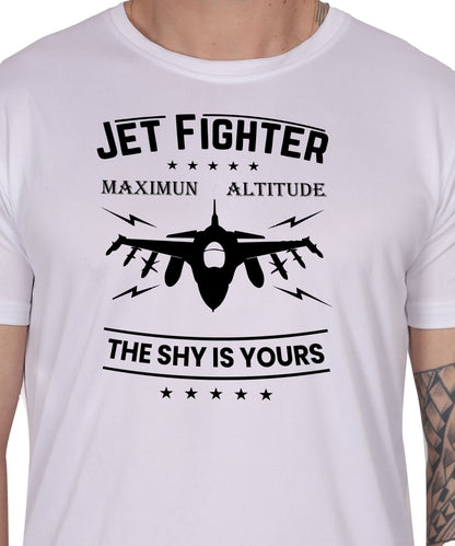 Jet Fighter Graphic T-Shirt, Maximum Altitude Design, Short Sleeve, Casual Wear