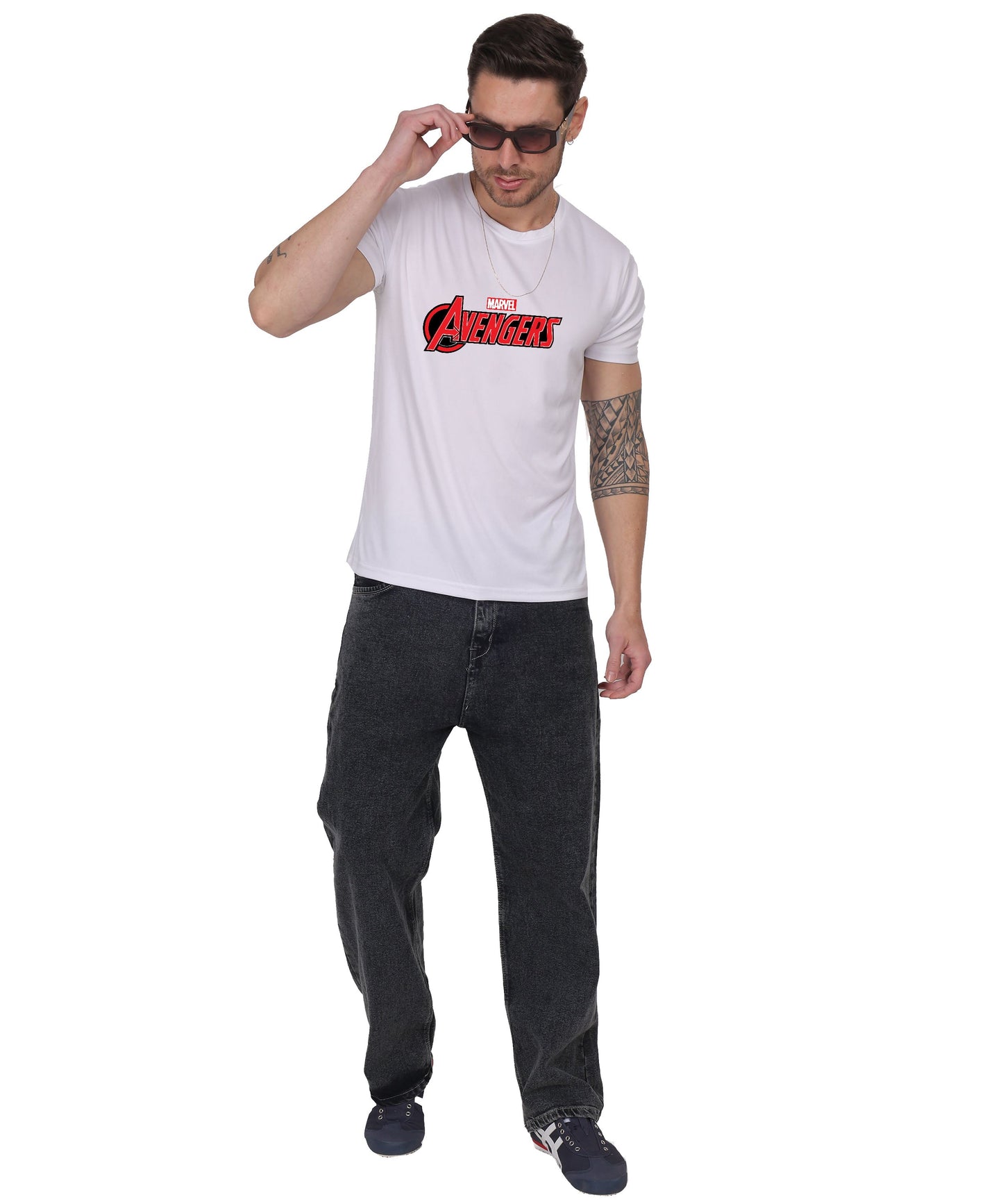 Avengers Graphic Print Cotton T-Shirt, Black, Round Neck, Short Sleeve, Casual Wear