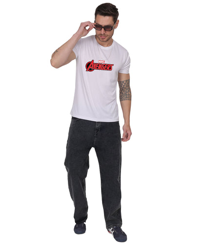 Avengers Graphic Print Cotton T-Shirt, Black, Round Neck, Short Sleeve, Casual Wear