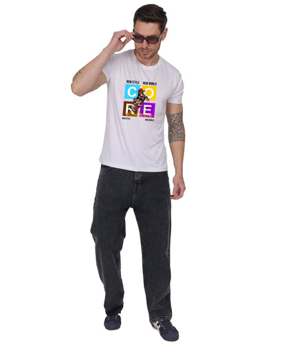 Generic New Style New World Monkey Graphic Cotton T-Shirt, Black, Regular Fit, Short Sleeve, Crew Neck