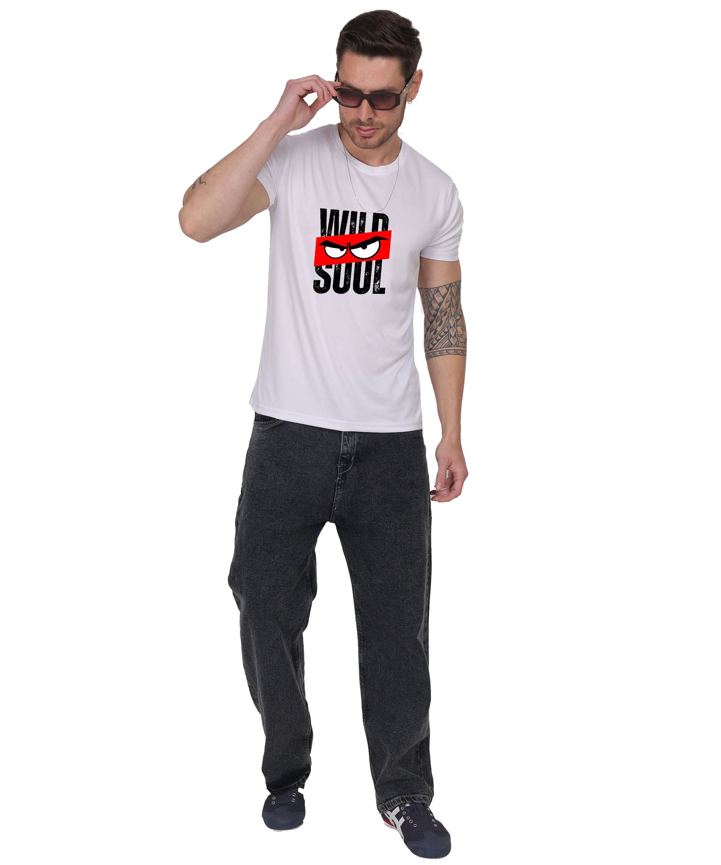 Graphic Print T-Shirt, Cotton, Angry Eyes Design