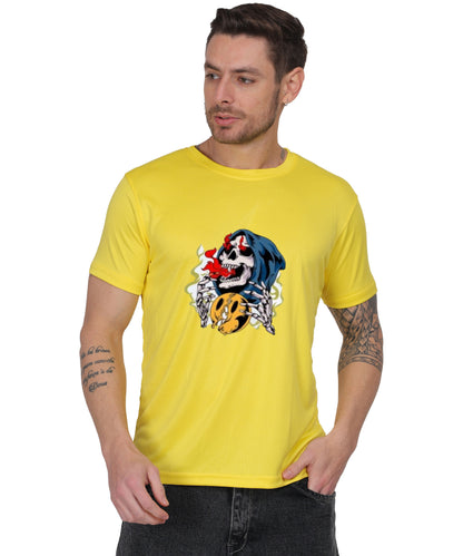 Skull Design Graphic T-Shirt, Black Cotton, Round Neck, Short Sleeve, Casual Wear