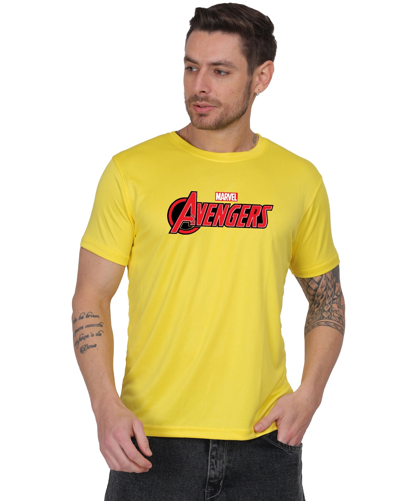 Avengers Graphic Print Cotton T-Shirt, Black, Round Neck, Short Sleeve, Casual Wear