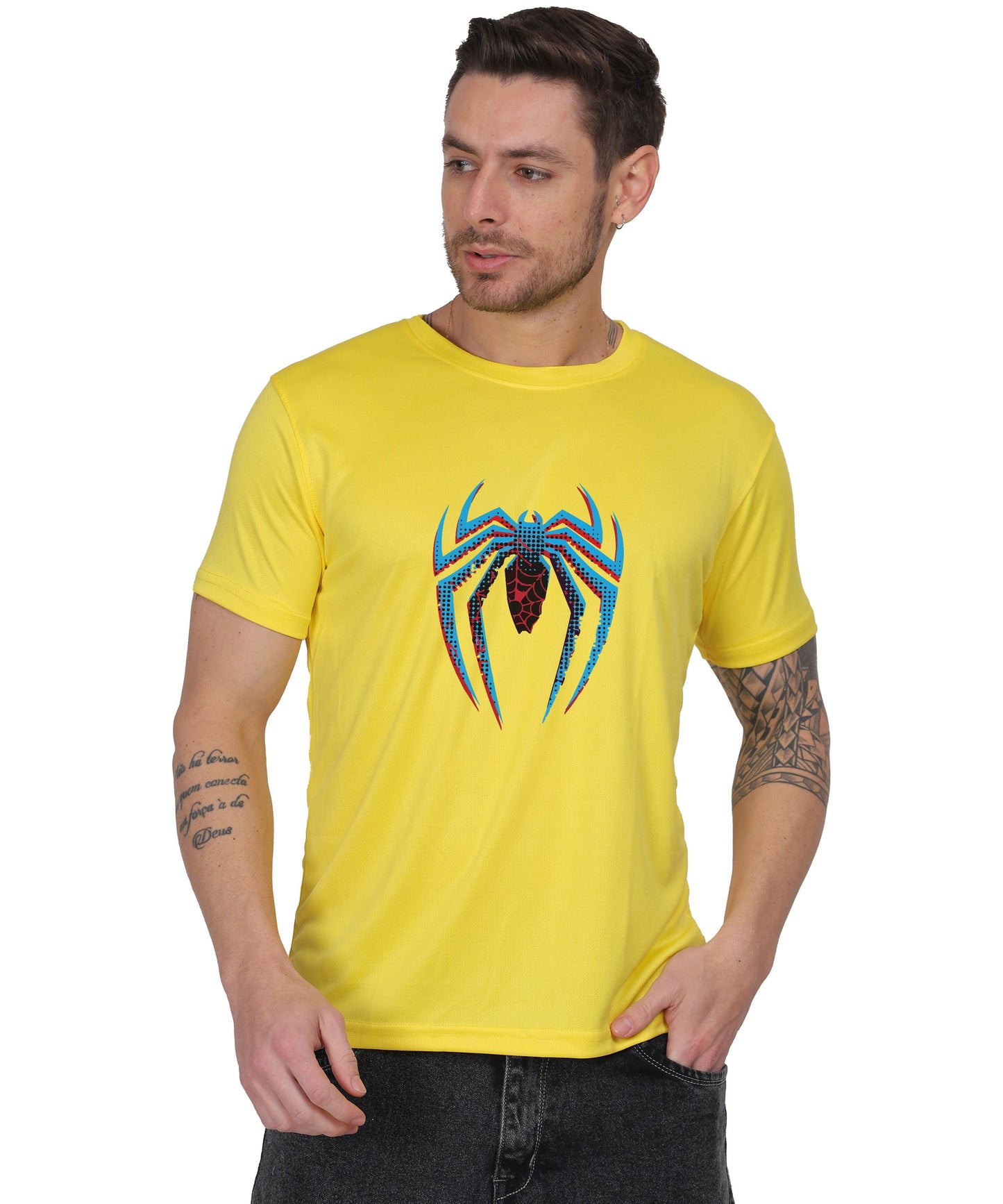 Generic Spider Graphic T-Shirt, Black Cotton, Short Sleeve, Regular Fit, Crew Neck