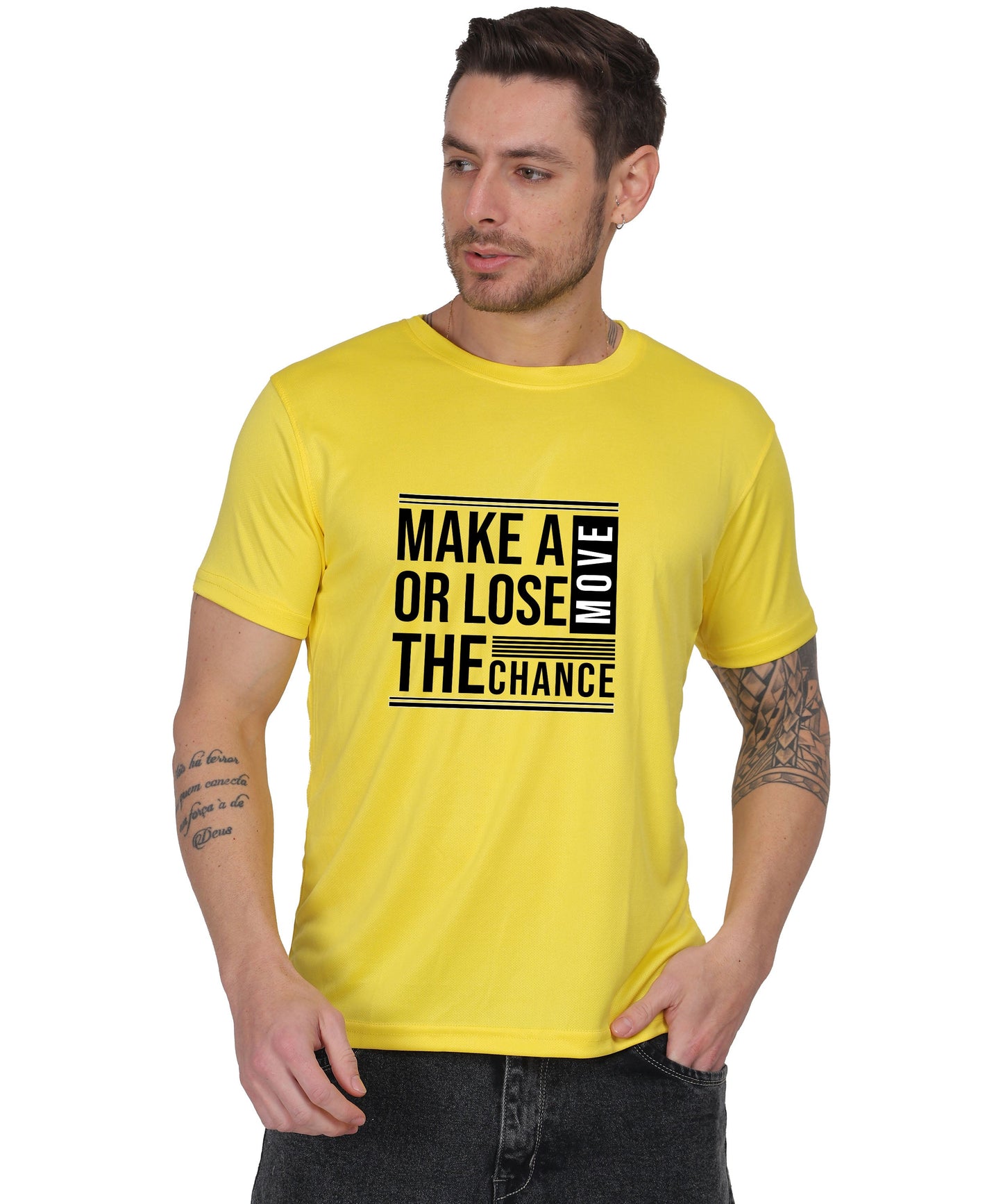 Motivational Graphic T-Shirt, Cotton Blend, Short Sleeve, Regular Fit, Make A Move Design