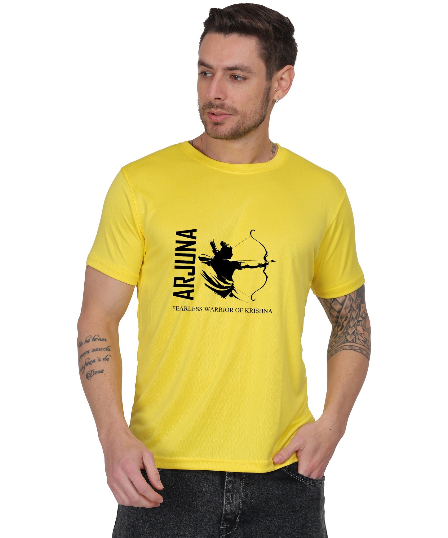Arjuna Warrior of Krishna Graphic T-Shirt, Cotton, Short Sleeve, Round Neck