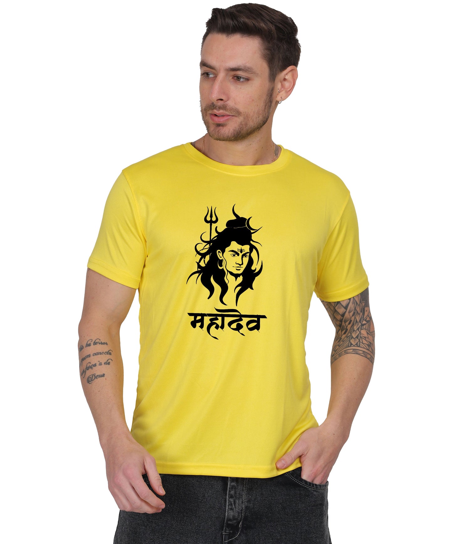 Mahadev Graphic Print Cotton T-Shirt, Round Neck, Short Sleeve