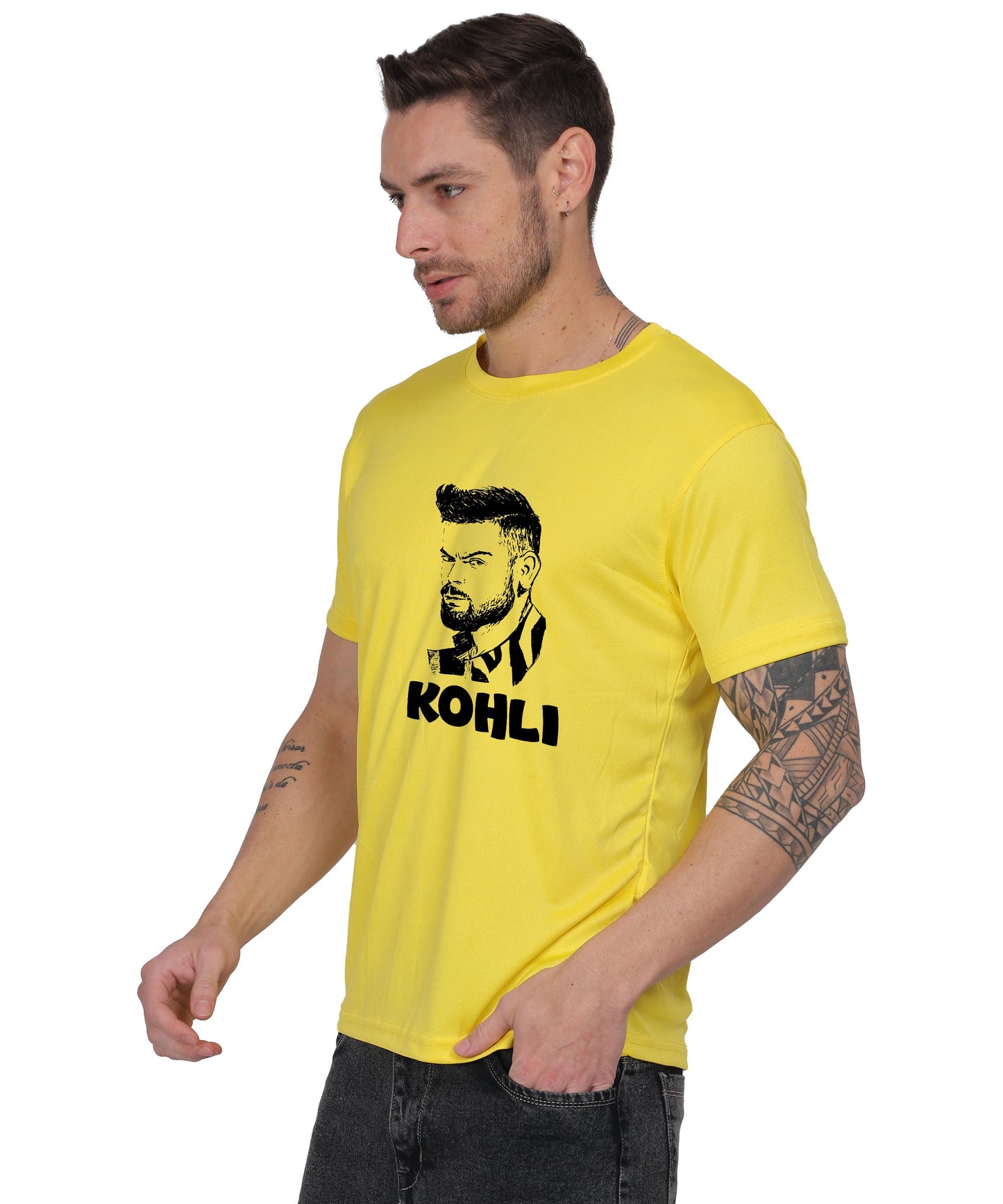 Generic Men's Graphic Print Cotton T-Shirt, Black, Short Sleeve, Crew Neck, Regular Fit