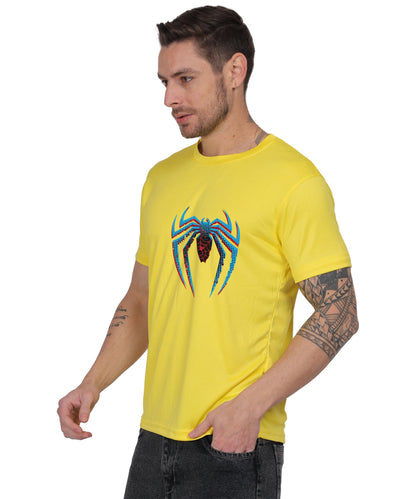 Generic Spider Graphic T-Shirt, Black Cotton, Short Sleeve, Regular Fit, Crew Neck