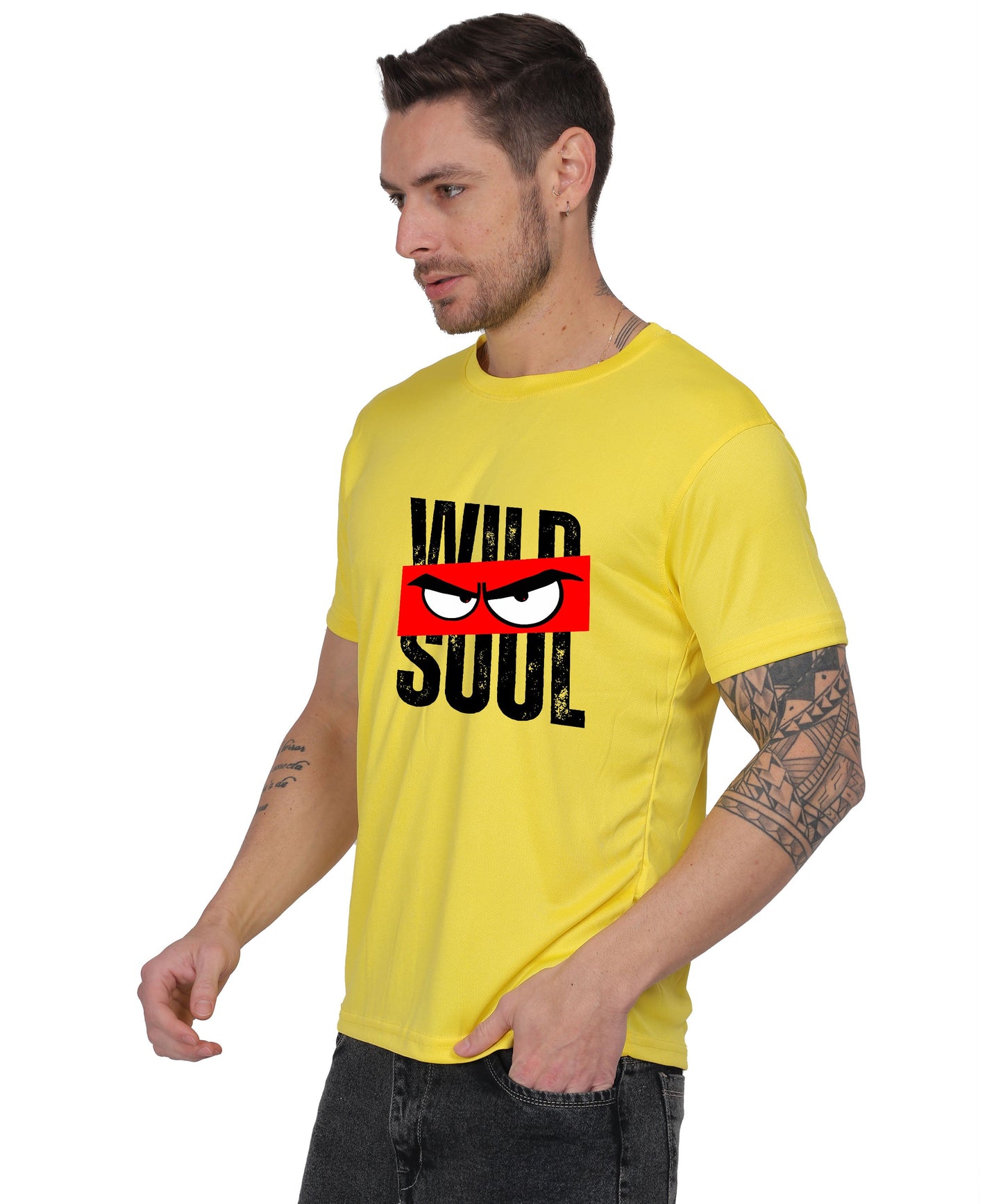 Graphic Print T-Shirt, Cotton, Angry Eyes Design