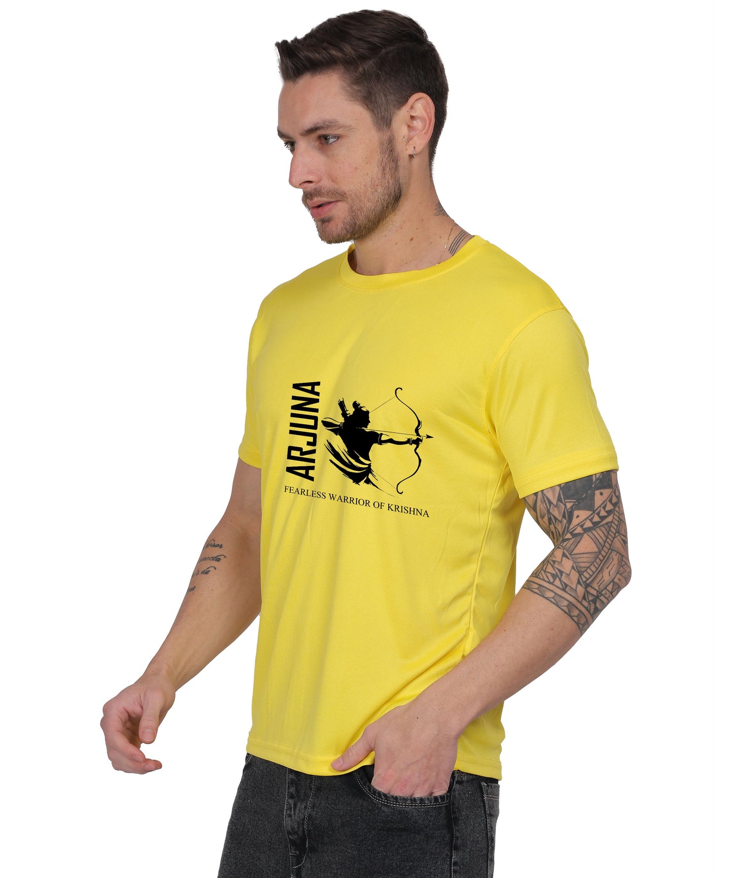 Arjuna Warrior of Krishna Graphic T-Shirt, Cotton, Short Sleeve, Round Neck