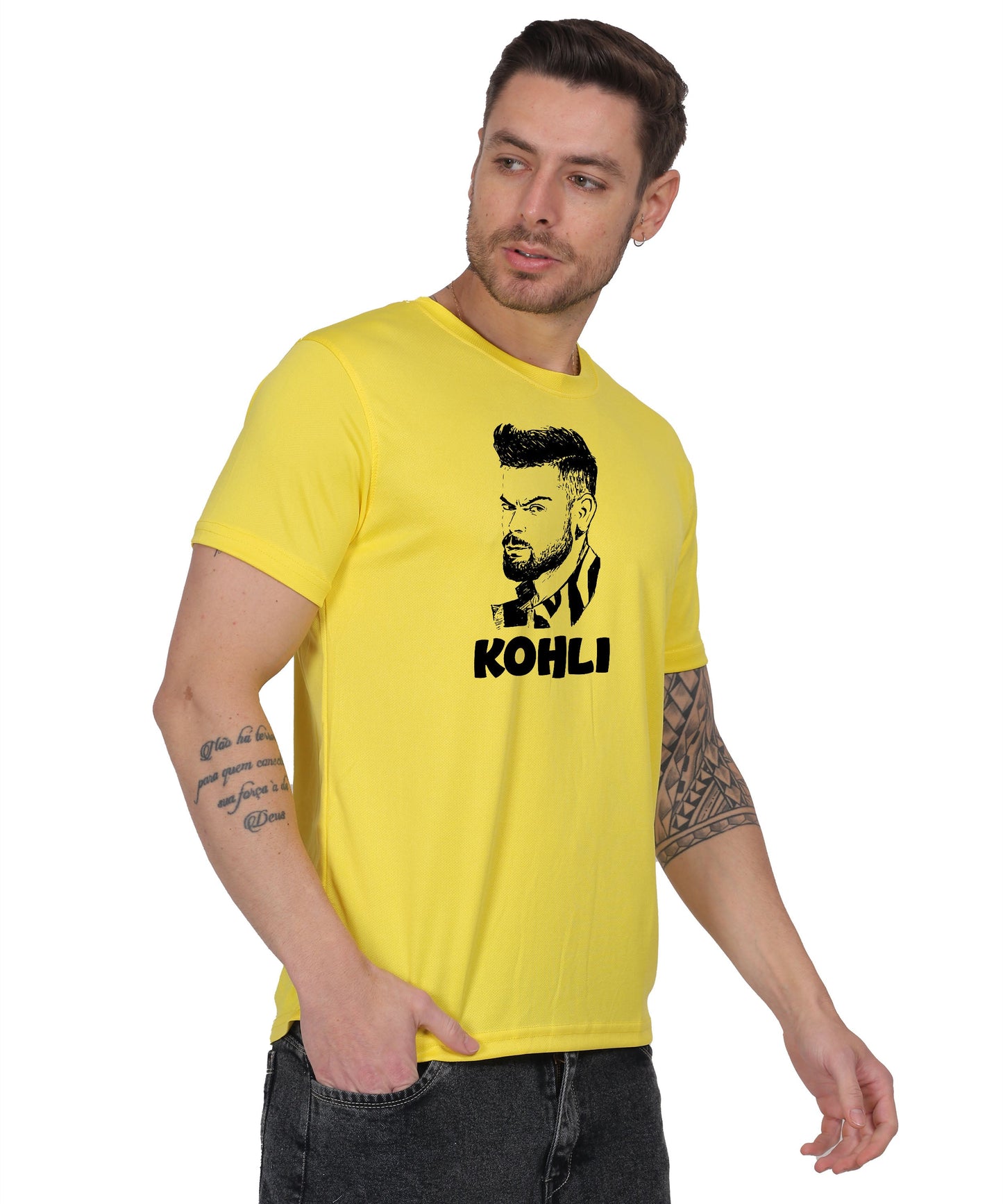 Generic Men's Graphic Print Cotton T-Shirt, Black, Short Sleeve, Crew Neck, Regular Fit