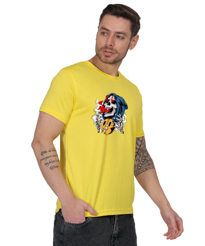 Skull Design Graphic T-Shirt, Black Cotton, Round Neck, Short Sleeve, Casual Wear