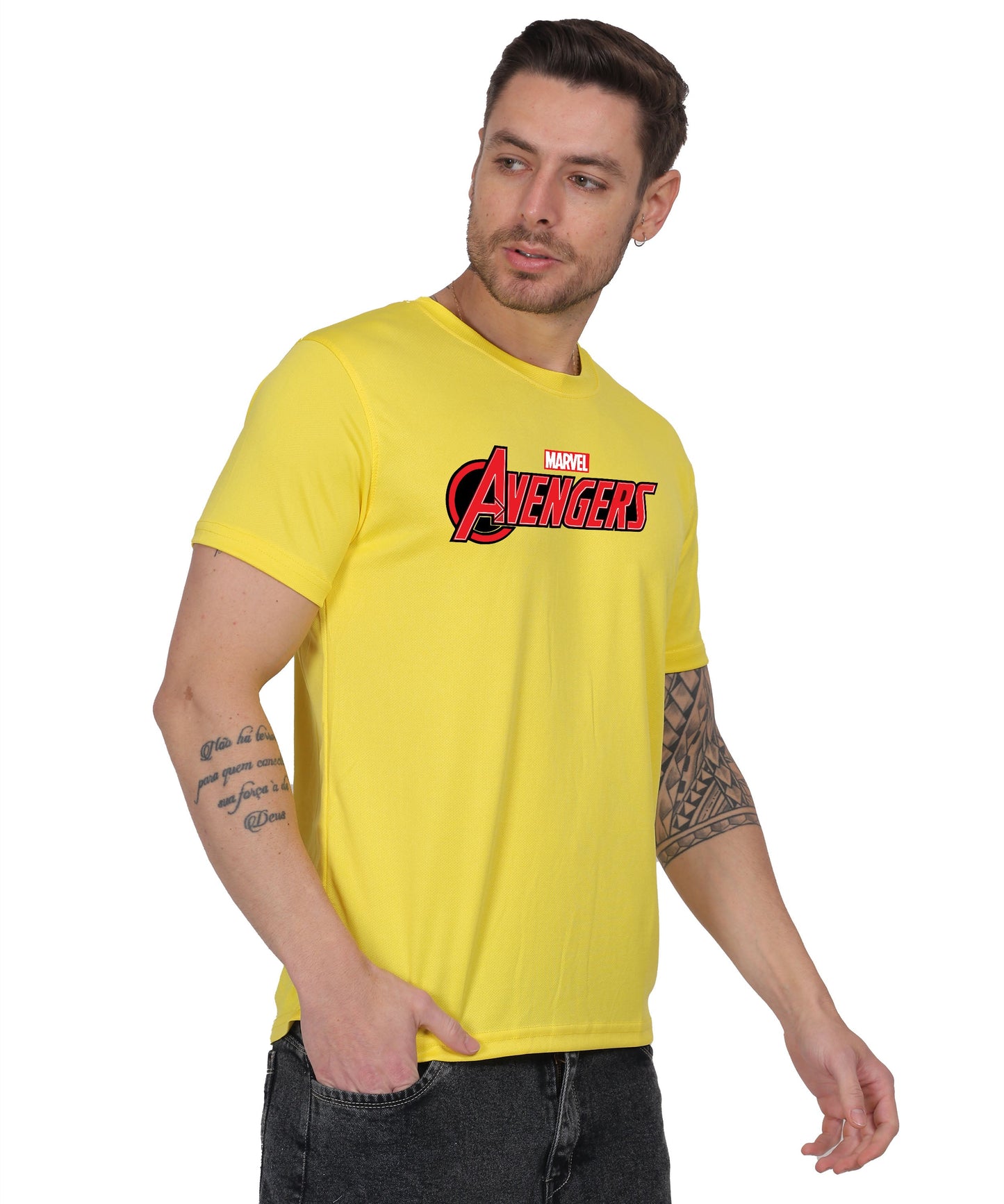 Avengers Graphic Print Cotton T-Shirt, Black, Round Neck, Short Sleeve, Casual Wear