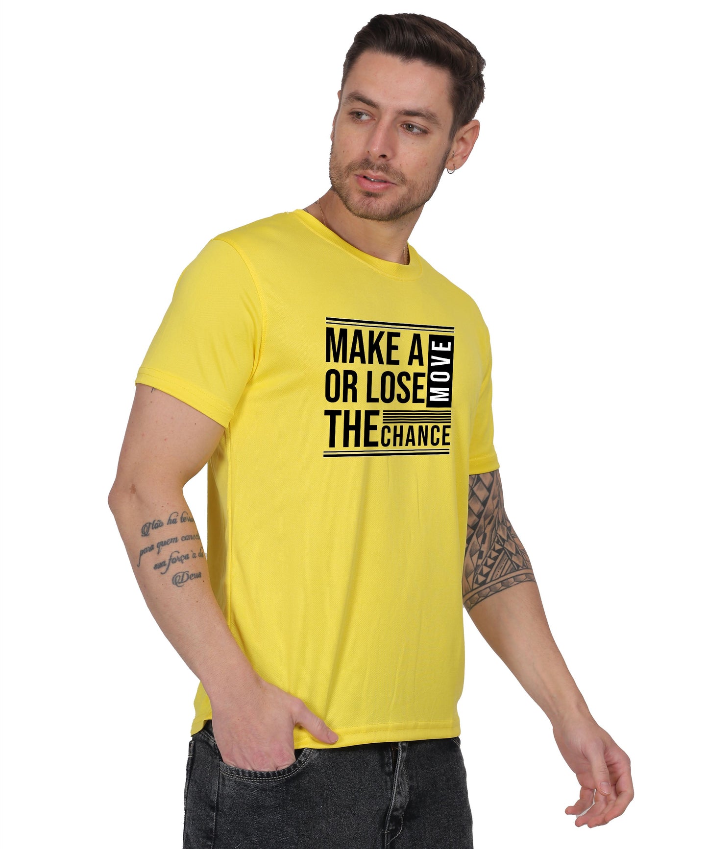Motivational Graphic T-Shirt, Cotton Blend, Short Sleeve, Regular Fit, Make A Move Design