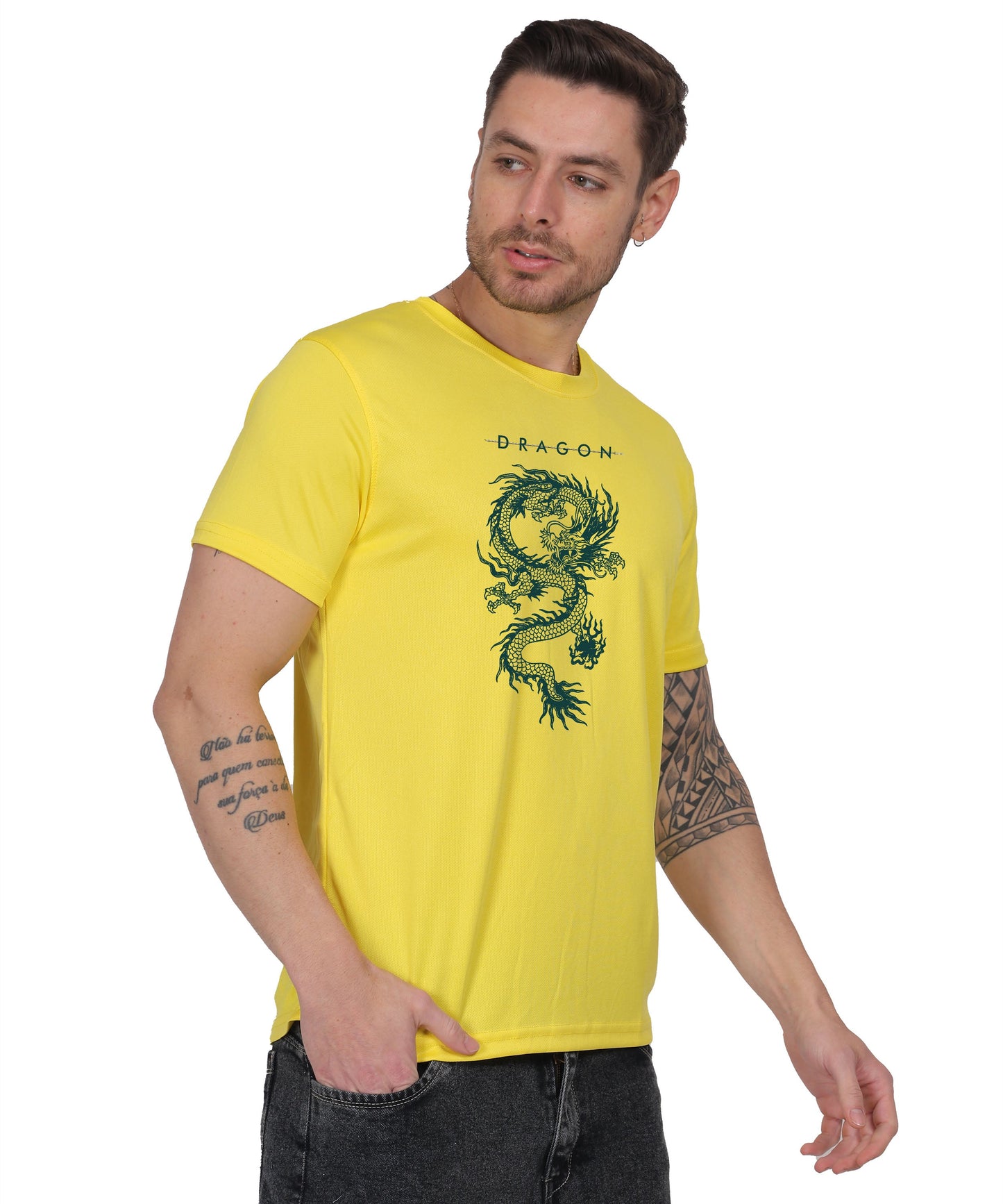 Dragon Graphic Print Cotton T-Shirt, Short Sleeve, Crew Neck, Casual Wear