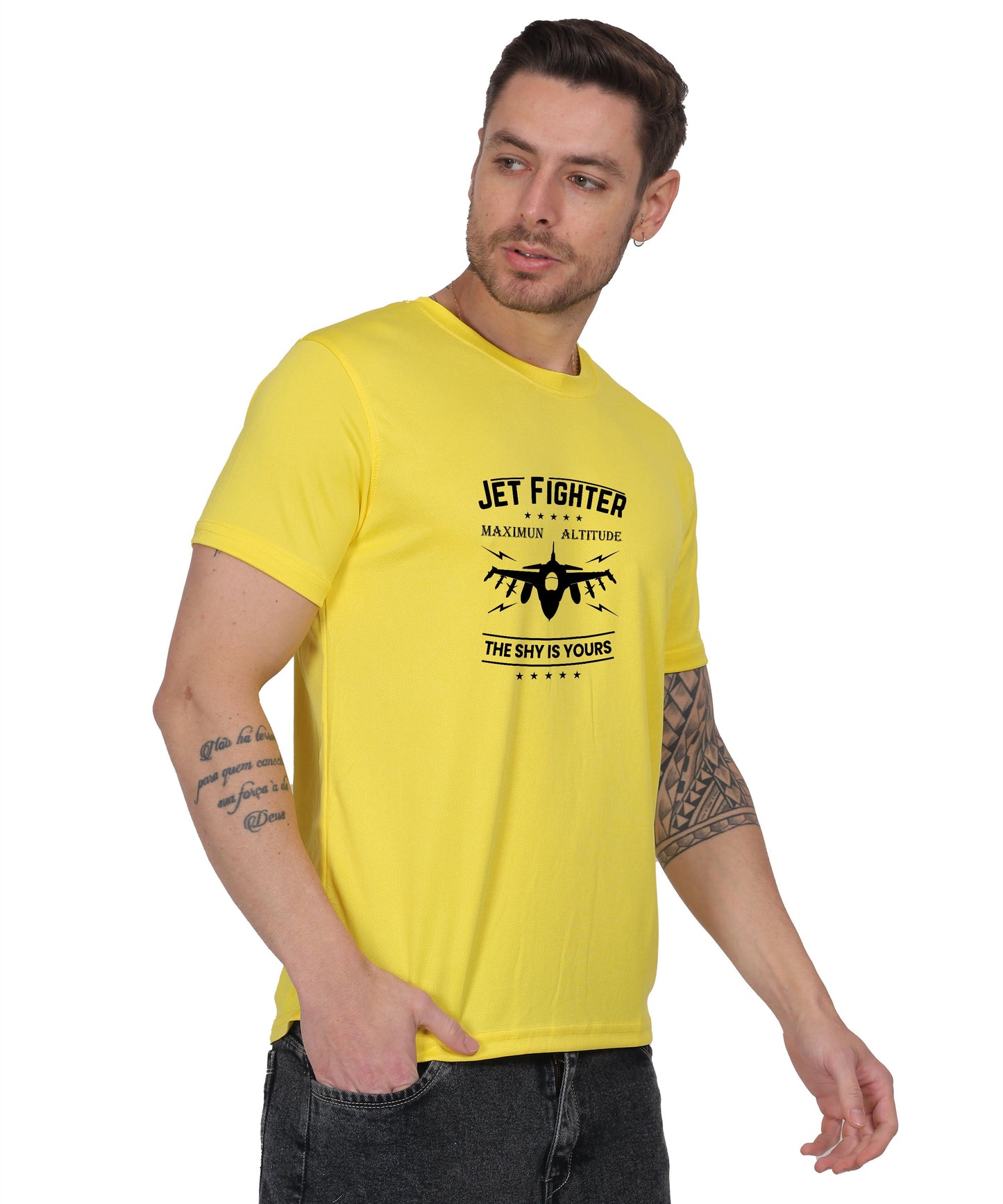 Jet Fighter Graphic T-Shirt, Maximum Altitude Design, Short Sleeve, Casual Wear