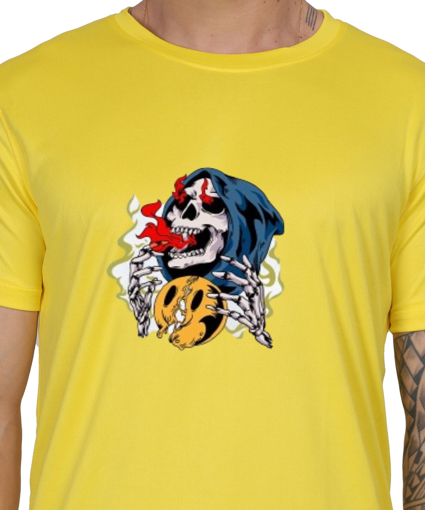 Skull Design Graphic T-Shirt, Black Cotton, Round Neck, Short Sleeve, Casual Wear