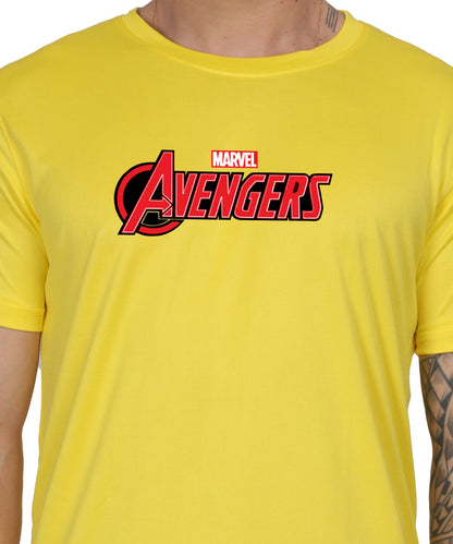 Avengers Graphic Print Cotton T-Shirt, Black, Round Neck, Short Sleeve, Casual Wear