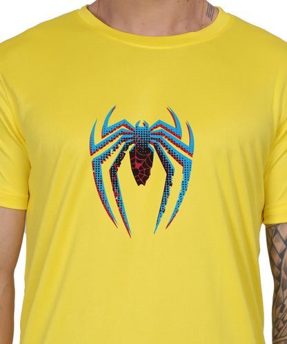 Generic Spider Graphic T-Shirt, Black Cotton, Short Sleeve, Regular Fit, Crew Neck