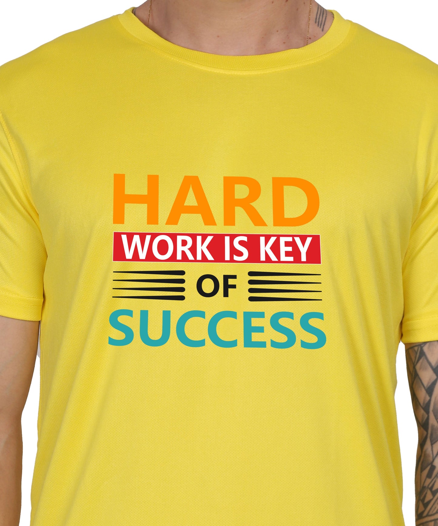 Hard Work is Key of Success Motivational Graphic T-Shirt, Black Cotton Blend, Short Sleeve, Regular Fit