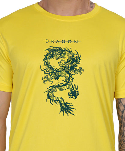 Dragon Graphic Print Cotton T-Shirt, Short Sleeve, Crew Neck, Casual Wear