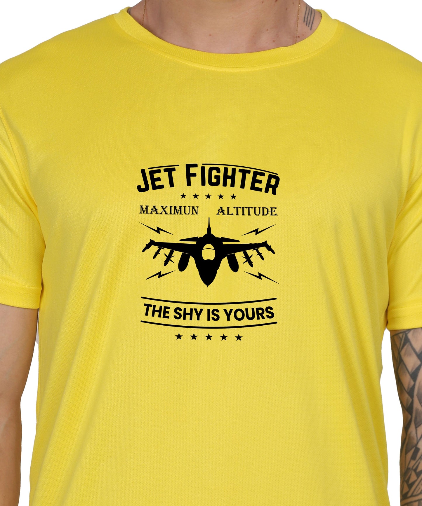 Jet Fighter Graphic T-Shirt, Maximum Altitude Design, Short Sleeve, Casual Wear