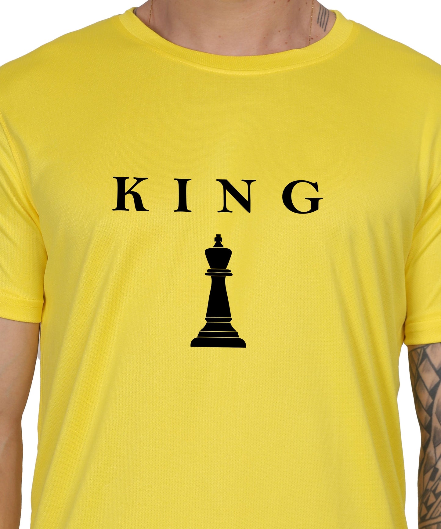 Chess King Graphic Print T-Shirt, Cotton, Round Neck, Short Sleeve, Regular Fit, Casual Wear