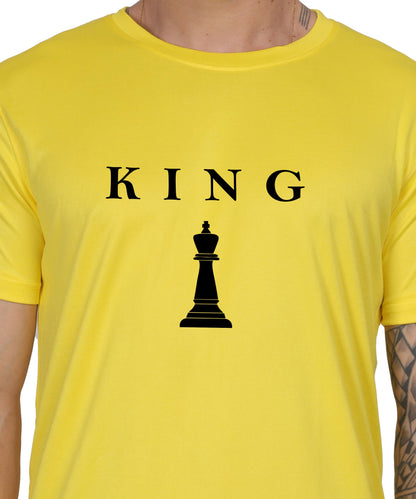 Chess King Graphic Print T-Shirt, Cotton, Round Neck, Short Sleeve, Regular Fit, Casual Wear