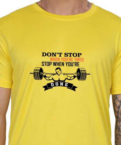 Motivational Gym Workout T-Shirt, Cotton, Short Sleeve, Regular Fit, Barbell Design