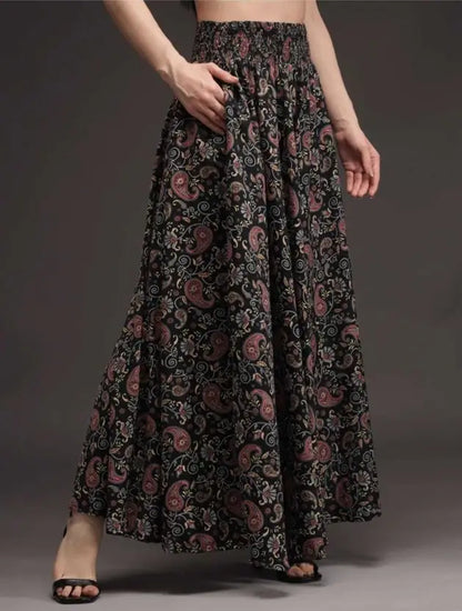 Women Flared Multicolor Crepe Trousers