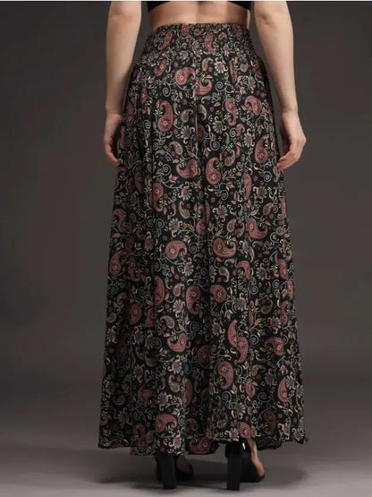 Women Flared Multicolor Crepe Trousers