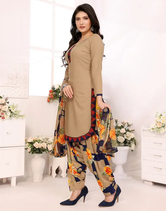 Unstitched Crepe Salwar Suit Material Printed