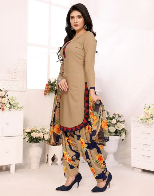 Unstitched Crepe Salwar Suit Material Printed